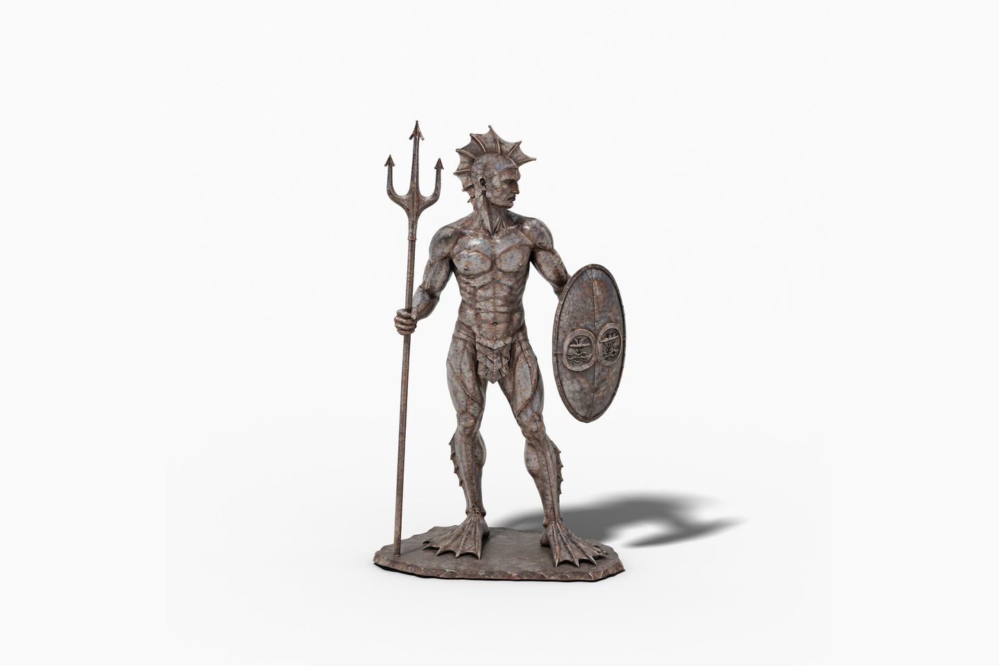 Visualisierung des Neptun-Entwurfs mit Dreizack und Schild