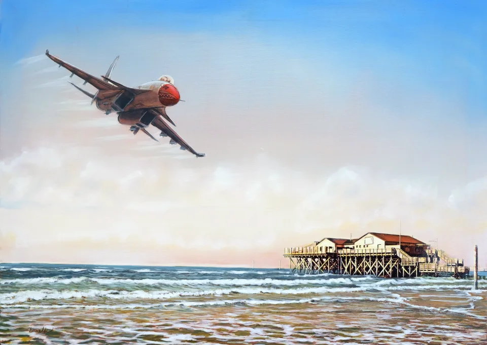 Flugzeug über dem Meer - Eckhard Kowalke