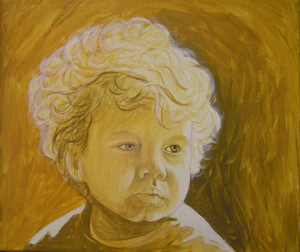 Kinderporträt mit Locken in Gelb - Eckhard Kowalke