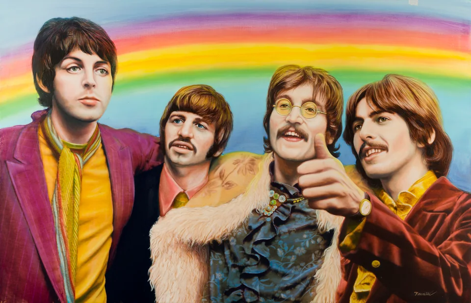 Porträt der Beatles vor einem Regenbogen - Eckhard Kowalke